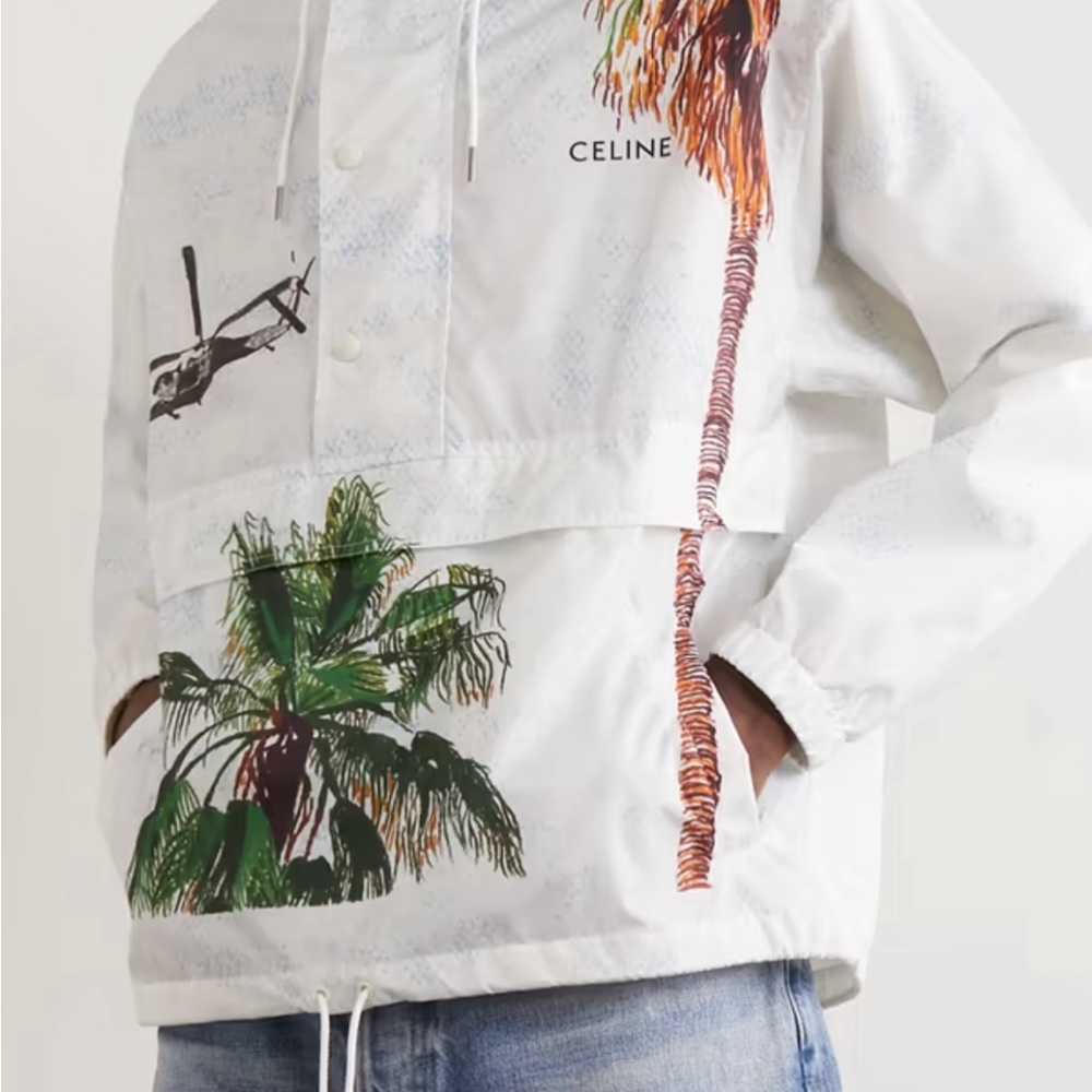 Celine Homme Logo Print Shell Hoodie
